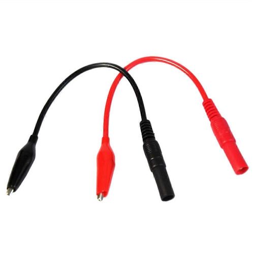 2pcs rouge + noir banane prise à la pince électrique en cuivre enveloppé Alligator Clip câble de test Fils pour sonde de test de multimètre