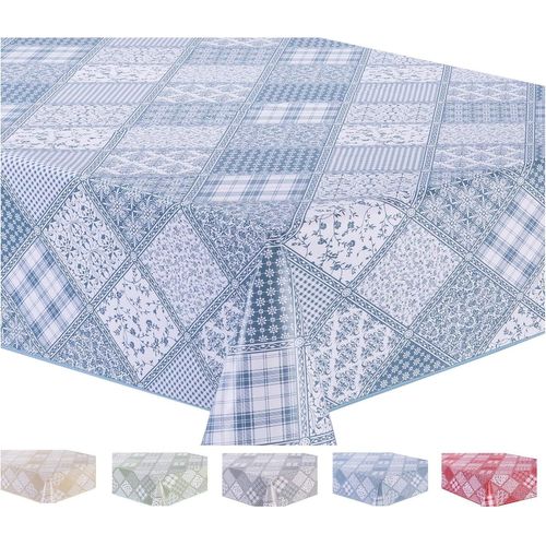 Nappe Toile Cirée Pvc Rectangulaire 140 X 240 Cm Bleu Gris