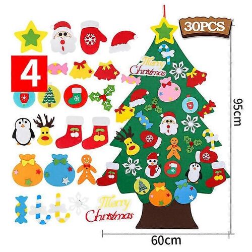 Arbre De Noël En Feutre Enfants,Bricolage En Feutre Enfants De Noël,Arbre De Noël En Feutre,Cadeaux De Sapin De Noël En Feutre Pour Porte Tenture Murale Décor De Noël