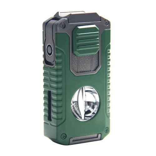 Briquet À Cigares 5 En 1 Avec V-Cutter & Punch & Draw Enhancer - Triple Jet Flame Torch Au Butane Rechargeable,Cadeau Parfait Pour Les Hommes Szrh A-F