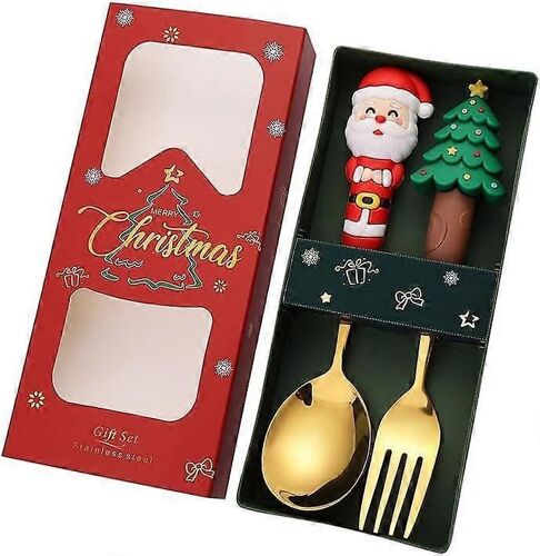 Ensemble De Cuillères Et De Fourchettes De Célébration 410couverts Décoratifs De Vaisselle De Noël En Acier Inoxydable Pour Recevoir Et Offrir Edition