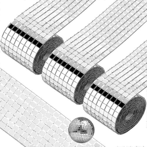 (100 X 4cm,3 Rouleaux)4800 Pièces Verre Miroir Mosaïque Carrelagescouleur Argent,Mini Carré Mosaïque Mosaïque Verre Miroir Mosaïque Creativ Szrh A-F