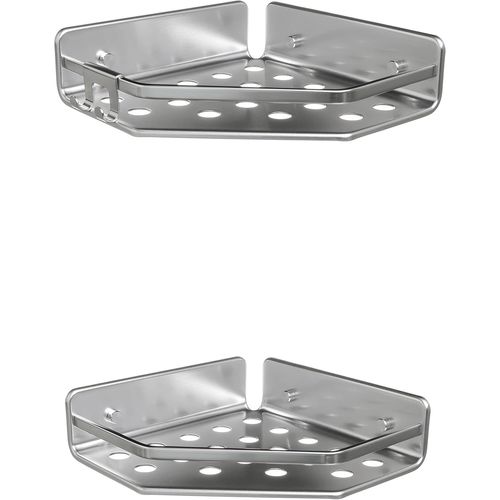 Loc-Lot De 2 Étagères De Douche D'Angle Moon,100% Inox,Aluminium,Design Minimaliste,Garantie 10 Ans. Mesure 20 X 20 X 5,5 Cm