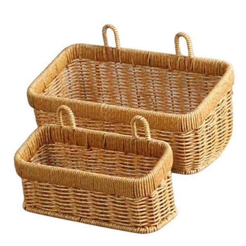 2PCS Paniers de rangement de tissage mural avec poignée décorative