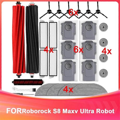 Kit d'accessoires pour aspirateur robot S8 MaxV Ultra, brosses principales, sacs à poussière, serpillières, serpillières de bordure, F