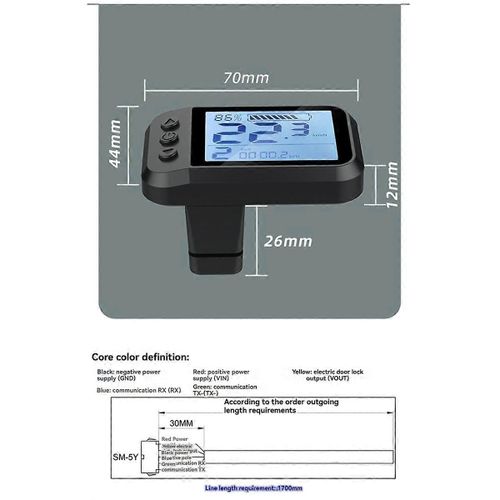 Compteur De Vitesse Pour Vélo Électrique 48 V E-02n Avec Écran Lcd Et Prise Sm