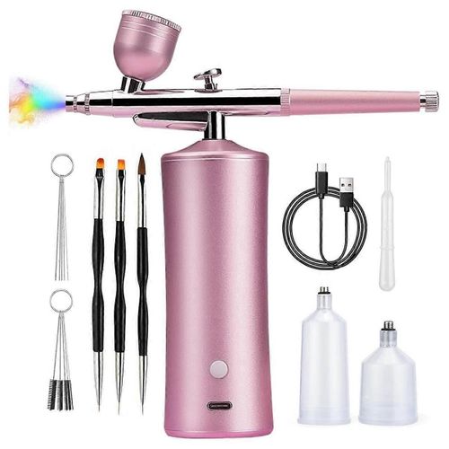 Kit d'aérographe avec compresseur,20-30PSI AirBrush,rose