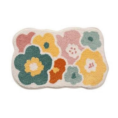 Tapis de salle de bain à motif floral,lavable en machine,50 x 80 cm