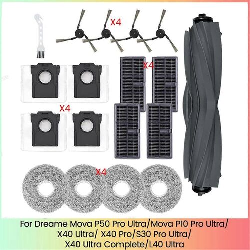 18 pièces pour aspirateurs P50 Pro Ultra/P10 Pro Ultra/X40 Ultra/X40 Pro/S30 Pro Ultra/L40 Ultra