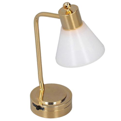 Échelle 1:12 maison de poupée lampe de table led micro métal maison de poupée miniature lampe de table blanc doré