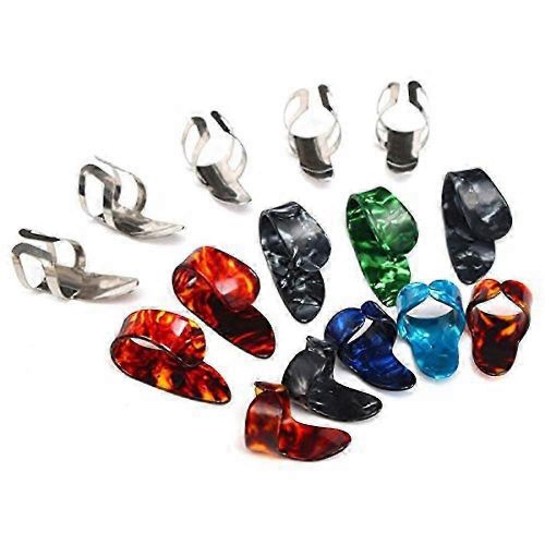 15pcs Guitare Médiators Humb Finger Picks Métal + Plastique