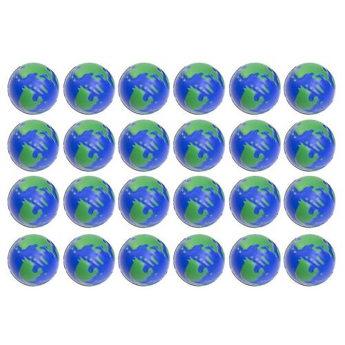 Paquet de 24 balles de stress de la terre,2,5 pouces Globe thème Squeeze Balls,balle de soulagement du stress Squeeze Anxiet