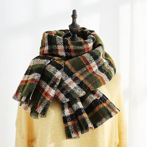 Écharpe À Carreaux De Mode Pour Femmes En Automne Et En Hiver,Version Coréenne,Doux Cachemire Comme Écharpe,Épaisse