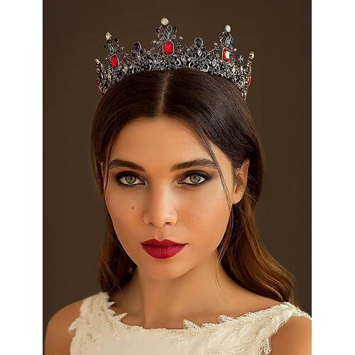 Couronne De Reine Baroque Ornée De Bijoux - Diadèmes De Mariage En Strass Et Couronnes Pour Femmes,Noir Costumé De Fête Ha