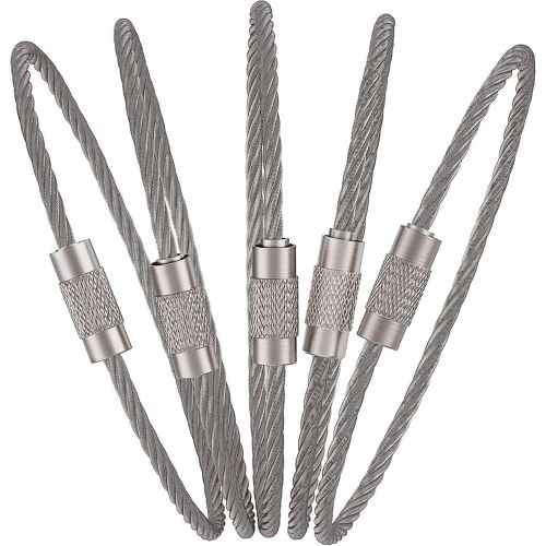 20 Pièces Cordon Porte-Clés Câble Grand Porte-Clés En Acier Inoxydable Pour La Randonnée En Plein Air Heavy Duty