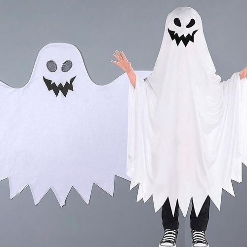 Halloween Enfants Fantôme Visage Pull Cape Effrayant Cosplayer Costume Blanc Fantôme Fantôme Costume 3-4