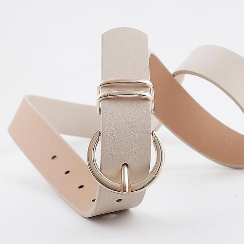 Ceinture Texturée Pour Femmes Tendance Polyvalente Corps Nu Boucle Ardillon Décoré Jean Avec Beige Longueur 107cm