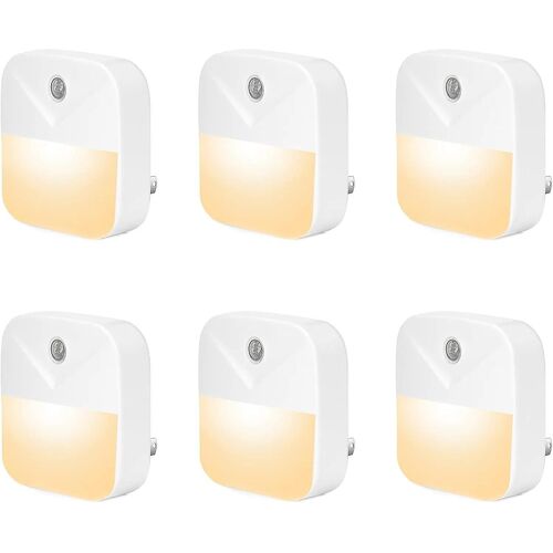 Pack De 6 Veilleuses Enfichables,Veilleuses Led Blanches Avec Capteur Intelligent Du Crépuscule À L'aube,À Brancher Sur Le Mur Nig