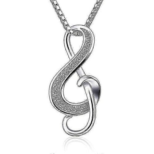 Colliers Pour Femmes Argent Cubique Breloque Musique Note Pendentif Collier Cadeau