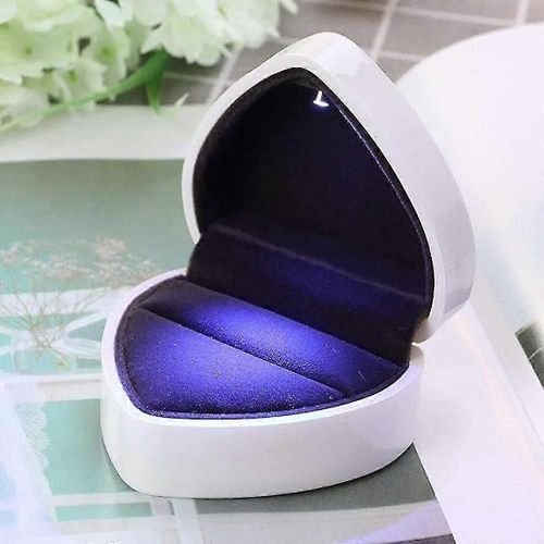 Boîte Cadeau De Bijoux,Boîte À Bagues Vide,Boîte À Bagues En Velours,Boîte À Bagues En Forme De Coeur Avec Lumière Led