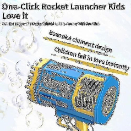 Bubble Gun Rocket 69 Trous Bulles De Savon Forme De Pistolet Machine Bun Souffleur Automatique Avec Jouets Légers Compatibl