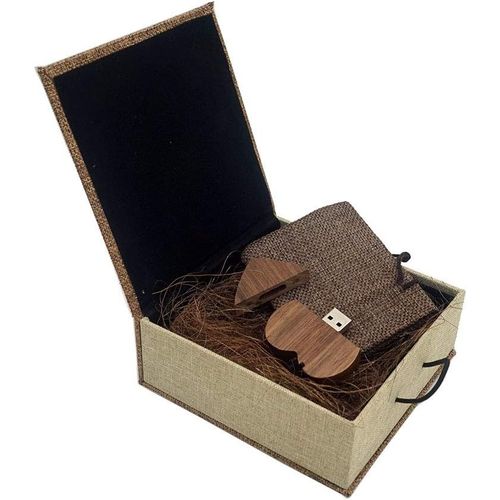 Desuerte Clé USB en bois de noyer avec boîte cadeau en tissu 16 Go