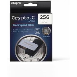 256Gb Crypto-C Dual Clé Usb Flash Cryptée, Chiffrement Matériel Aes-Xts 256-Bit Usb 3.2 Avec Double Mot De Passe Sécurisé, Certifiée Fips 197 - Pour Mac, Macbook, Pc, Ordinateur Portable