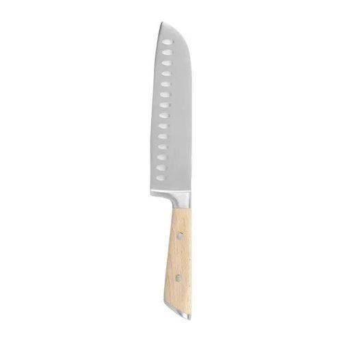 Sitram - 715497 - Couteau Santoku L 31.5 Cm Lame Acier Inoxydable - Manche En Hêtre Rivetée Certifié Fsc