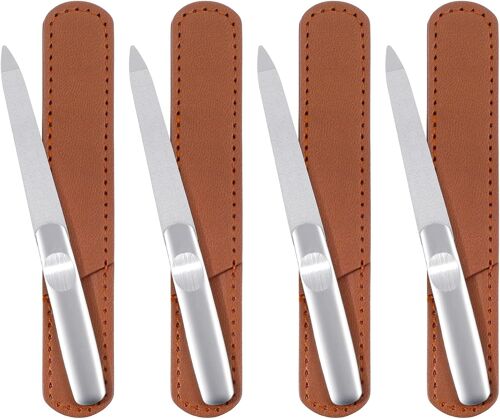 Lot De 4 Limes À Ongles En Métal Avec Pointe Pointue Et Tranchante En Acier Inoxydable Pour Manucure - Limes À Ongles Diamant Pour Femmes - Pour Ongles Naturels - Pour La Maison, Le Salon,Les Voyages 