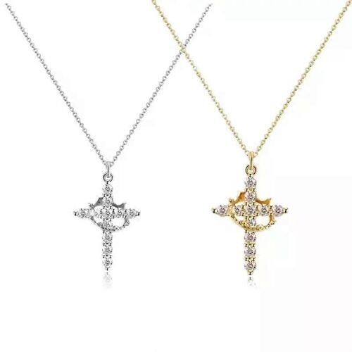 Croix Religieuse Bijoux Cou Chaîne Collier Chrétien Collier Religieux Cuivre Collier Couronne Chrétienne Pendentif Pour Femmes Hommes