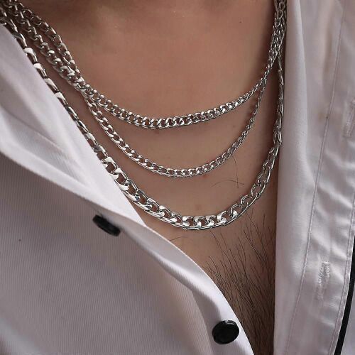 Punk Collier En Acier Inoxydable Pour Hommes Femmes Gourmette Cubaine Lien Chaîne Ras De Cou Vintage Noir Doré Ton Métal Solide