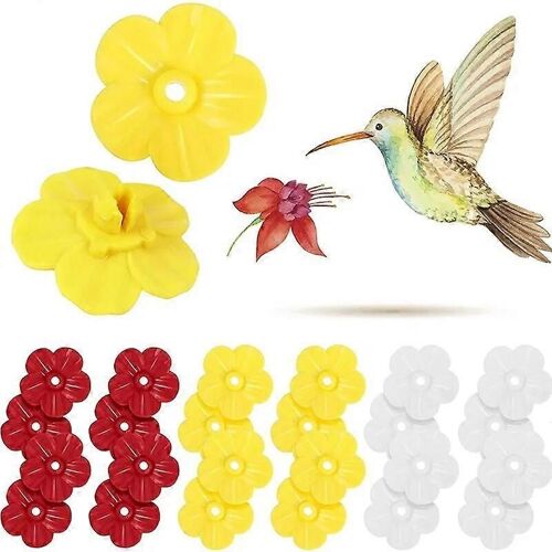 10pcs Mangeoires Colibris Fleurs Remplacement Extérieur Plastique Remplacement Alimentation Ports Oiseau Suspendu Mangeoire