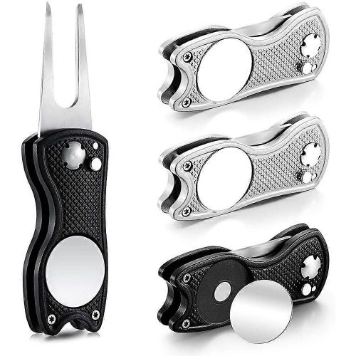 4 Pcs Golf Outil De Réparation En Acier Inoxydable Pliable Golf Divot Outil Golf Up Bouton Outil Balle De Golf Marqueur Style 1