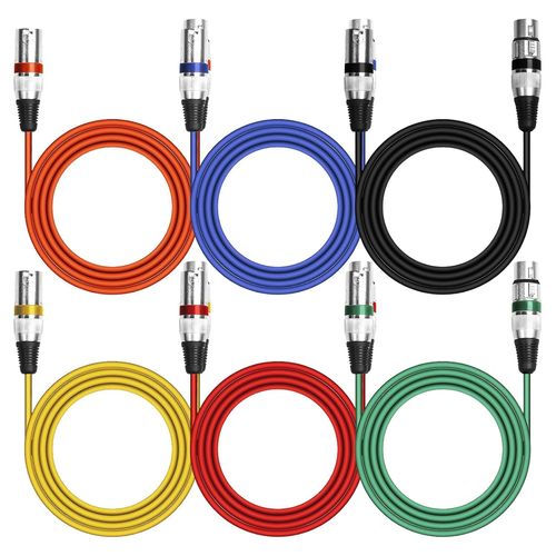 SUBZONAL-6 Pack Câble XLR Câble, Câble DMX Câble, Câble Microphone XLR, 3 Broches 2m Cables XLR Male Femelle, Câble XLR to XLR Fiche Pour Microphone Fil XLR ou Cable XLR, Cable Jack Microphone ou Câb