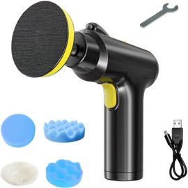 ChenQuanSarl-Polisseuse Lustreuse De Voiture Sans Fil, Portable Et Rechargeable, Kit De Polisseuse Avec 5 Tampons De Polis Pour Réparation De Peinture De Voiture, Polis À La Cire