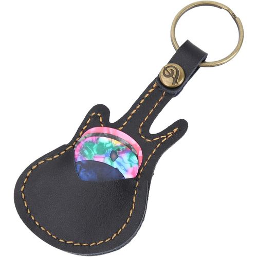 Chenquansarl-Support De Médiator En Cuir Noir Pour Guitare, Support De Médiator Avec 5 Médiators, Étui Portable Pour Musiciens, Concerts, Pratique