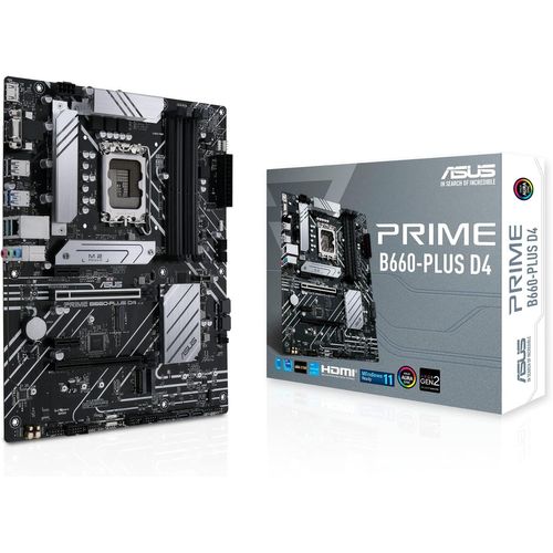 ChenQuanSarl-Carte Mère Atx Prime B660-Plus D4 Lga 1700 (Intel 12E Génération) (Pcie 4.0, Ddr4, 3Xm.2, Lan 2,5 Go, Usb 3.2 Gen 2X2 Type-C, Usb 3.2 Gen 1 Type-C, Pr En Charge Thunderbolt 4), 128 Gb