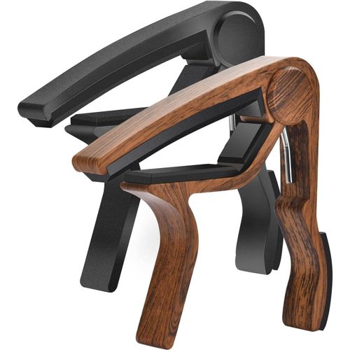 Chenquansarl-Lot De 2 Capodastres Pour Guitare Acoustique, Capodastre Pour Guitare Électrique, Basse, Sans Bourdonnement, Libération Rapide, Facile À Util R, Noir Et Palissandre