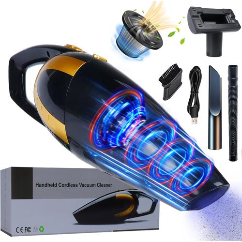Aspirateur Voiture,16000PA Aspirateur a Main sans Fil Puissant, Portable Mini Multifonctionnel Rechargeable Humide et Sec Aspirateur de Table avec Filtre en Acier Inoxydable pour Maison Bureau,Noir