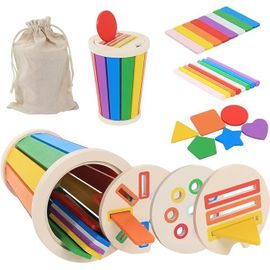 2 in 1 Wooden Toys Kids Color Sorting Game,Montessori Games 1 2 3 Year Old,Game Sorting and Stacking Color Sticks,Fine Baby Motor Skills,Montessori Sorting Toy,Sorting Cup Toy