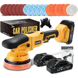 ChenQuanSarl-Polisseuse Sans Fil 21V,Machine À Polir/Polisseuse Orbitale 9Mm,Polisseuse Voiture Professionnelle,Vitesse 2800-5800Rpm,Polis Et Finition,Ponceuse,Éponge De Polis 125Mm