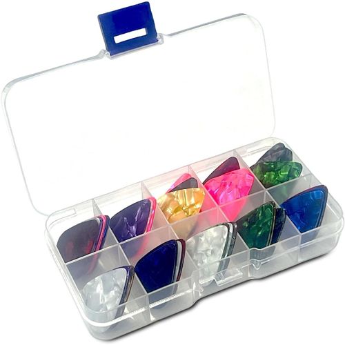Chenquansarl-Lot De 40 Médiators Et Médiators En Celluloïd Pour Guitare Acoustique, Électrique, Basse ¿ 4 Épaisseurs (0,46 Mm, 0,71 Mm, 0,96 Mm, 1,2 Mm) X 10 Chacun ¿ Option Personnalisée Disponible