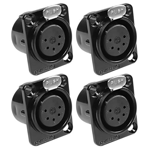 4 broches XLR panneau de montage connecteur XLR mâle prise audio Haut-parleur microphone connecteur -4PCS (5 Pin Femelle)