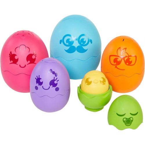 ChenQuanSarl-Tomy Piou Piou Gigognes - Famille De 5 ?ufs Gigognes Pour Tout-Petits Avec Poussin Qui Fait Piou Piou - Jouets Sensoriels Pour Bain Et Bac À Sable ¿ Trieur De Formes Bébés De 6¿À 36¿Mois