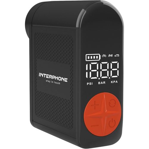 INTERPHONE Mini compresseur à air portable et rechargeable ¿ Gonfleur pour pneus de voiture, moto et vélo ¿ Compresseur pour gonfler jusqu'à 4 pneus de moto en une seule charge