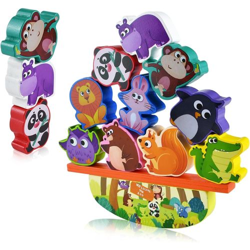 ChenQuanSarl-Jouet À Empiler En Bois Animaux,Jouet D'Équilibre En Bois,Jouet À Empiler En Bois Animaux Pour Enfants,Blocs De Construction,Jouet De Motricité Jeux Enfants Montessori Animaux Jouet Enfa