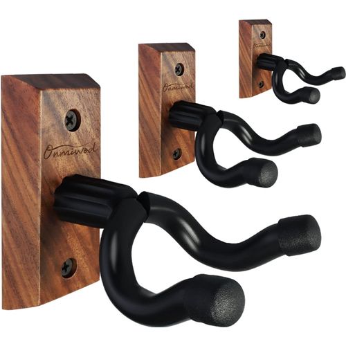 Chenquansarl-Lot De 3 Supports Muraux En Bois De Noyer Noir, Support Mural En Forme De U, Support Mural Pour Guitare Acoustique, Électrique, Mandoline, Basse, Banjo