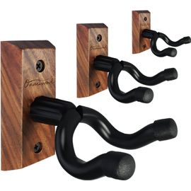Chenquansarl-Lot De 3 Supports Muraux En Bois De Noyer Noir, Support Mural En Forme De U, Support Mural Pour Guitare Acoustique, Électrique, Mandoline, Basse, Banjo
