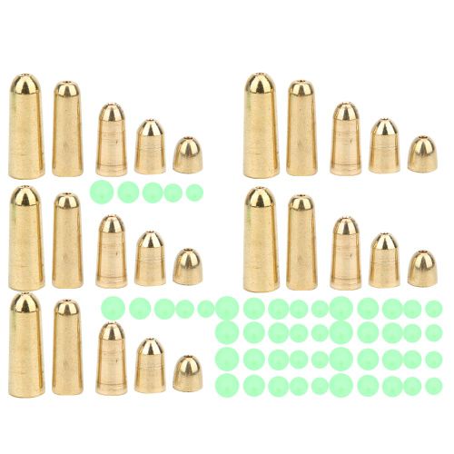 T0048 75 PièCes 5 Tailles Poids En Laiton Plombs De PêChe Avec 5 Tailles Kit De Perles De PêChe Lumineuses En Plastique