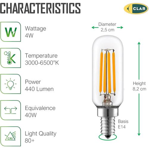 Ampoule LED E14 4W 230V 6000K, Remplacement pour Hotte Aspirante, Réfrigérateur Whirlpool, Lumière Blanche Froide, Petit Format Résistant à la Chaleur, Cuisine & Électroménager (Pack 5)